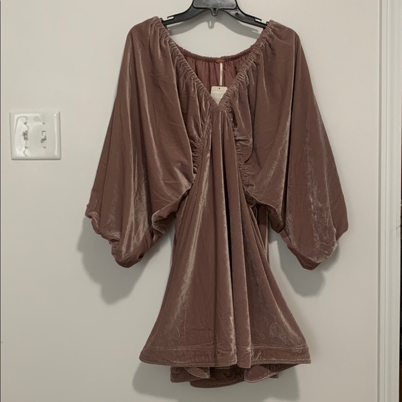 FREE PEOPLE Fortia Velvet Mini Dress Winter Bloom Dusty Rose Pink - Picture 6 of 13